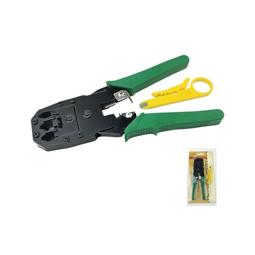 Crimpadora de red, cortador pelacables – RJ11 RJ12 RJ45, alicates de crimpado para cables de red y teléfono, herramientas manuales de crimpado Ethernet (juego B)