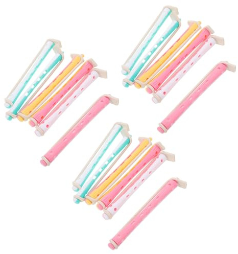FRCOLOR Varillas para Permanente de Cabello 18 Unidades, Varillas Rizadoras de Plástico 0,9 Cm para Ondas Frías, Kit de Accesorios para Permanente, Ideales para Peluquería y Peinado