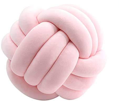 Cuscino con Nodo a Palla, Cuscino di Palla Annodata, Cuscino di Divano in Peluche Morbido, Cuscino con Nodo Intrecciato a Mano, Cuscino Decorativo per Divano, Letto, 20 x 20 cm (Rosa Chiaro)