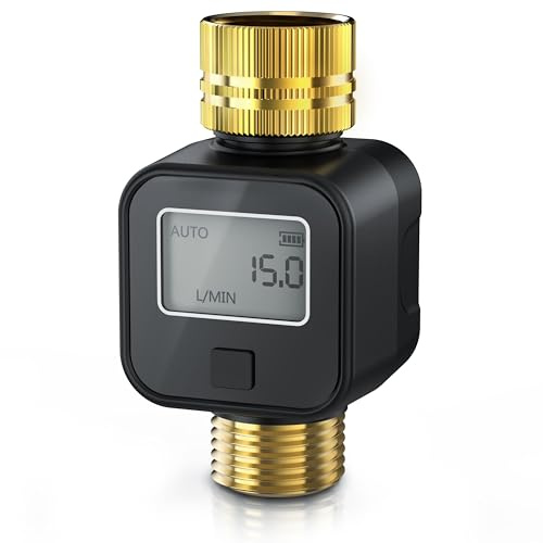 Brandson – Wasseruhr digital 3/4 Zoll – Wasserzähler – Durchflussmesser – praktischer Wasserzähler für den Garten – 4 Modi zur Kontrolle des Wasserverbrauchs – Batterieanzeige – Wassermengenzähler
