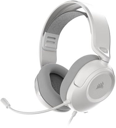 Corsair HS35 V3 Gaming-Headset, kabelgebunden, mit Mikrofon, PC/PS5/PS4/Switch/Xbox/Mac, leicht und bequem, 3,5 mm, Weiß