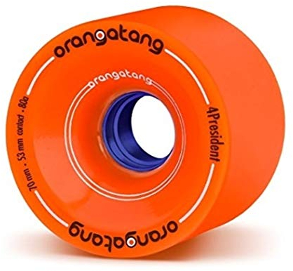 Orangatang 4 President 70 mm 80a Cruising Longboard Skateboard Wheels w/Loaded Jehu V2 Bearings (Orange, Set of 4)