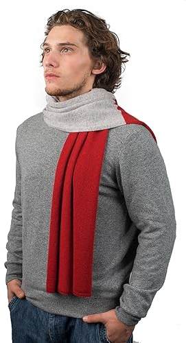 Dalle Piane Cashmere Herren Schal Zweifarbig 100% Kaschmir | Halstuch für Büro, Abend und Reisen, 170x33 cm, vier Jahreszeiten, Geschenk für Ihn, Made in Italy