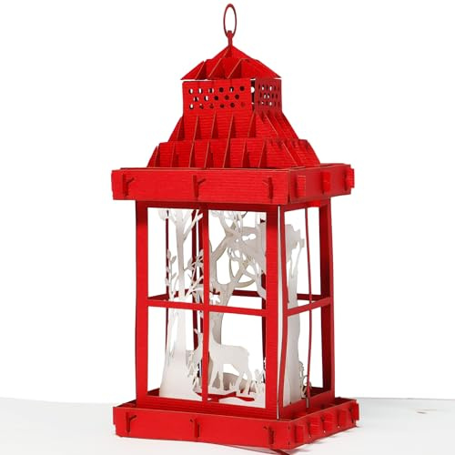LINPopUp®, LIN17537, POP UP Weihnachtskarte, Pop Up Weihnachten, Weihnachtskarte, 3D Weihnachtskarten, Adventskarten, 3D Karte Weihnachten, Laterne, N444