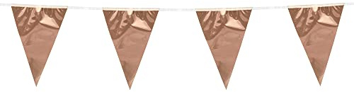 Boland 74794 Giant Metallic Bunting 1 Piece Length 10 Metres Rose Gold Pink Flag Chain Hanging Decoration Garland Theme Party Birthday Carnival Wedding Anniversary