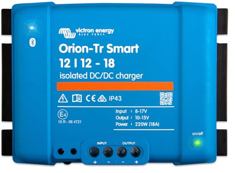 Victron Energy Orion-Tr Smart DC to DC Charger (Bluetooth) - 12/12-Volt 18 amp 220-Watt - Battery Charger for Dual Battery Systems - Isolated