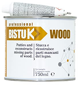 Stucco per legno bicomponente poliestere+catalizzatore Bistuk Legno - Bianco, 750 ml