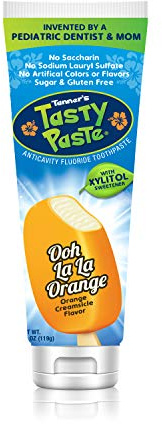 Tanner's Tasty Paste Ooh La La Orange - Anticavity Fluoride Children’s Toothpaste/Great Tasting, Safe, and Effective Vanilla Flavored Toothpaste for Kids (4.2 oz.)