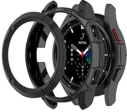 Chofit Protection Compatible with Samsung Galaxy Watch 4 Classic 42mm 46mm, TPU Protective Cases with Adhesive Loop for Galaxy Watch4 Classic Smartwatch (Black, 46mm)