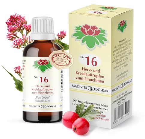 MAGISTER DOSKAR Tropfen Nr.16 - Homöopathische Herz- und Kreislauftropfen, 50 ml - reduziert Schwindelgefühle-Zur Unterstützung der Herzfunktion-Fördert die Durchblutung - natürliche Pflanzenextrakte