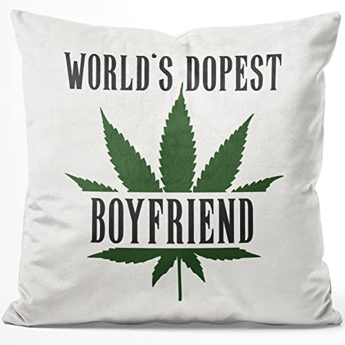 JUNIWORDS Kissen, World's Dopest Boyfriend, 40 x 40 cm, Flauschig Samtweich Weich