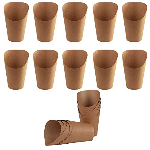 100 tazze di patatine fritte usa e getta da asporto per feste di cibo per uova, cialde per gelato, contenitori di carta kraft, per matrimoni, feste di compleanno, baby shower (396,9 g)
