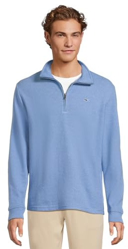 Vineyard Vines Men's Boys' Saltwater Quarter-Zip Pullover Sweater, Hull Blue, Large