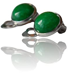 Ohrclips klein Jade Grün, grüne Jade Ohrringe, 12mm, Ohrclips Edelstein, Edelstahl, Damen Ohrclips, Clip on Ohrringe Damen, Jade Schmuck