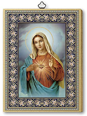 Holyart Quadro 20x15 Sacro Cuore Maria Stampa su Legno