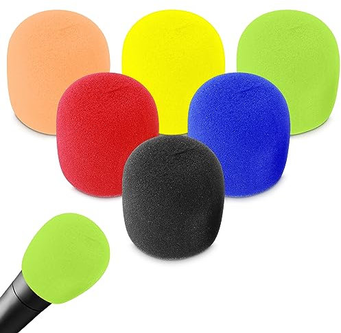 Prasacco 6 Pcs Microphone Covers Foam Mic Covers Foam Microphone Windscreen Colorful Hand-Held Microphone Sleeves