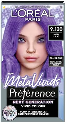 L'Oréal Paris Preference Vivids Permanent Hair Colour, 9.120 Meta Lilac | Long-Lasting High-Intensity Permanent Colour For Up To 8 Weeks, Vibrant Results, Exceptional Depth and Luminosity