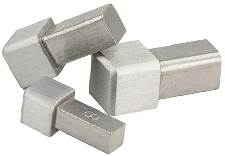 Embout pour rail de carrelage, profilé carré en acier inoxydable V2A brossé, hauteur : 8 mm, 10 mm, 11 mm, coin intérieur et extérieur, profilé de carrelage (8 mm)