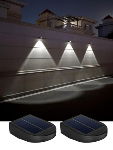 Mrzxy Solar Address Lights Dusk to Dawn Sconce Solar Light Outdoor Waterproof Downlight for Mailbox, House Numbers, Sign, Post, Wall, Fence (White, 2 Pack)
