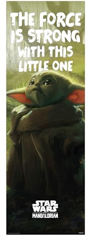 Grupo Erik Poster Türposter Star Wars Grogu Poster Covers Kunstdruck - Deko Wohnzimmer oder Deko Schlafzimmer - Deko Zimmer - Größe 53 x 158 cm - Offizielle Lizenz