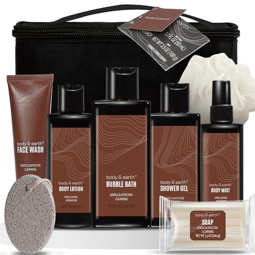Geschenke für Männer, BODY & EARTH Sandelholz Duft Pflegeset für Herren | 8Tlg Geburtstagsgeschenk, Weihnachten&Thanksgiving Badeset Geschenk für ihn