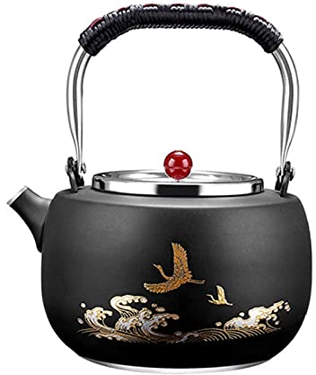 ARNUZ Théière Classique 1000ML Pot d'eau bouillante 304 Bouilloire à thé en Acier Inoxydable épais Faire Une théière pour cuisinière à Induction Domestique théière à Fond Plat Bouilloire à thé th