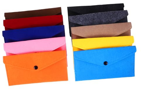 Gogogmee 10stücke Bunte Filztaschen Mit Druckknopf Kompakte Kleine Umschläge Aus Weichem Filz Für Telefon Geld Und Kleinteile Tragbare Filz Aufbewahrungstaschen Für Reisen Und Alltag