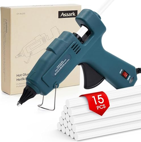 Pistola Colla a Caldo Colla a Caldo, 60/100 W Pistola a Caldo Professionale, con 15 pezzi Colla Stick di Colla, 11 mm x 220 mm, per Scuola, fai da te, Riparazioni Rapide a Casa