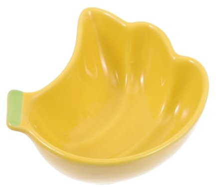 Kisangel Cartoon Hamster Food Dispenser Ceramic Small Pet Food Holder Dish for Hamsters and Small Animals Banana Color Pet Accessories