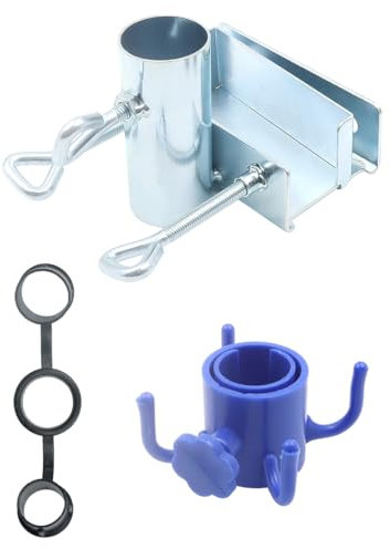 POFET Sonnenschirmhalter aus Metall, Tischklemme für Gartenschirme mit Haken, Schirmständer für Terrasse oder Tisch, Schirmständer Sonnenschirmhalter für Garten Terrasse Balkon Geländer