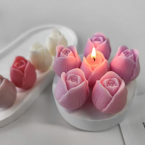 Confezione da 2 stampi a tulipano in resina per candele, stampi 3D in silicone per caramelle e decorazioni per la casa, stampi per colata e realizzazione di resina