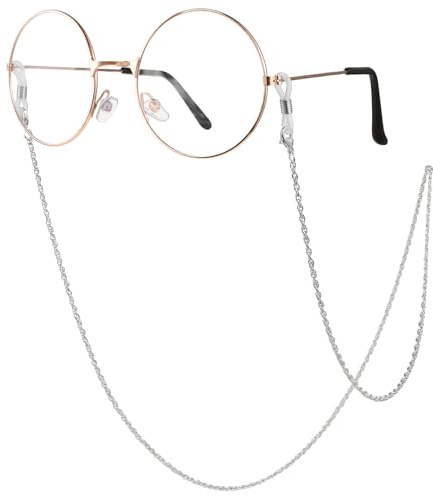 COMNICO Brillenkette Damen, Stilvolles Brillenband, Silber-Goldenes Maskenband, Brillenkette um den Hals, Elegantes Sonnenbrillenband, Brillenhalter für Damen(Silver)