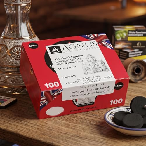 33mm Quick Lighting Charcoal – Pack of 100 Tablets (10 Rolls) | Premium Charcoal for Incense, Hookah, and Religious Ceremonies