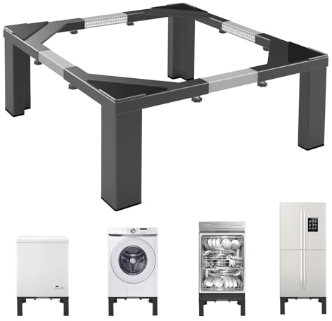 LYUND Heavy-Duty All Steel Universal Laundry Pedestal 12 Height , Full size Washing Machine Stand Adjustable Dryer Stand , Suitable for all Washer and Dryer Pedestal（Black）