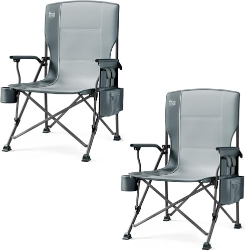 TIMBER RIDGE 2er Campingstuhl Faltbar XXL 230kg, 62cm Sitzbreite Klappstuhl hohe Rückenlehne mit Getränkehalter und harten Armlehnen für Camping Picknick Garten und Balkon