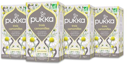 Pukka, Infusion Bio Trois Camomilles, Infusion Biologique et Ayurvédique, 100% des Ingrédients Issus du Commerce Equitable, 80 Sachets, Lot de 4x20 sachets