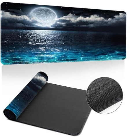 Hearda Mauspad XXL/XL/L, 3D Elchmeer Gaming Mauspad, Mauspad mit Anti - Rutsch Gummiboden, Vernähte Kanten Mousepad, Abstraktes Mouse pad für Büro, Zuhause (1200x600x3mm,Ozean)