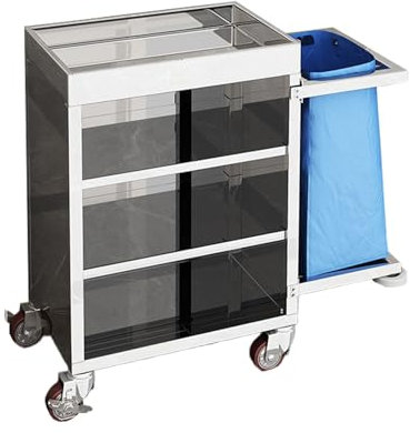 Carro de Limpieza Profesional, Gran Capacidad, Fácil de Mover, Rejilla para Fregona, Carrito de Lavandería Comercial, para Hoteles, Residencias(107 * 42 * 103CM)