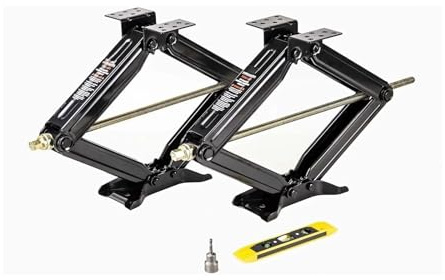 RVIFY Gato Taller Estabilizador de Remolque Camper, Gatos de Tijera niveladores con Enchufe y Nivel, 24 , 7500 Libras, Juego de 2 Caballete Coche