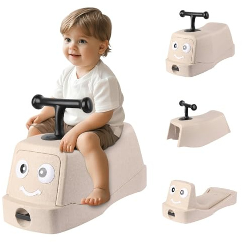 OHMG 3 in1 Rutscher in der, Baby-Walker, Ride-On und Caster-Board, Lauflernwagen,Babyrutscher,Babyroller,Babyrollbrett,ab 6 Monaten bis 20kg (Beige-52 * 24 * 22.5cm)