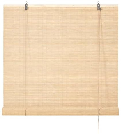 Generisch Bambus Jalousie Für Innen/Außen Bambusrollo 50 55 60 65 70 75 80 85 90 95 100 120 130 140 150 Bambus Raffrollo Mit Lifter Für Terrasse/Garten/Küche(Natürliche)