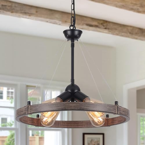 MRHYSWD Lampara Araña Industrial,4 Luces Lampara De Techo Candelabro Vintage Lámpara Araña De Rueda De Carro,Lámparas Rusticas De Techo Exterior Dormitorio Salon Cocina Pasillo Comedor Sin Bombillas