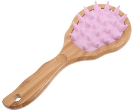 Happyyami Kopfhaut Massagebürste mit Ergonomischem Holzgriff Silikon Shampoo Bürste für Sanfte Haarwäsche und Kopfhautpeeling für Haartypen Schuppenentfernung