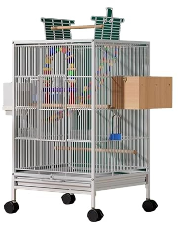 Großer Vogelkäfig mit Spielplatte und Ständer für Papageien, Sittiche, Nymphensittiche und Sittiche – Zimmervoliere für kleine bis mittelgroße Vögel
