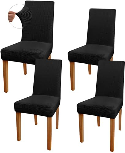 HOTUT Dining Chair Cover,4pcs High Back Seat Slipcovers,Stretch Washable Removable Chair Protector,Spandex Seat Cover for Hotel,Ceremony,Banquet,Kitchen,Restaurant,Home