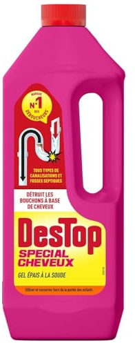 Déboucheur Spécial Cheveux Gel Épais DESTOP - le flacon de 1L Lot De 3 - Par Lot