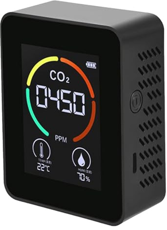 Fyrdyn Detector de dióxido de Carbono por Infrarrojos - Monitor de Calidad del Aire con Detector de dióxido de Carbono portátil y liviano 3 en 1 - Probador de medidor de Humedad Relativa de