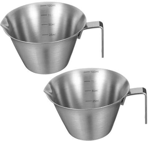 FUNNETOYU 2pezzi Tazza di Misurazione in Acciaio Inox per Caffè Espresso con Doppio Beccuccio Antigoccia e Scala di Misurazione Accessorio da Bar per Caffè Espresso