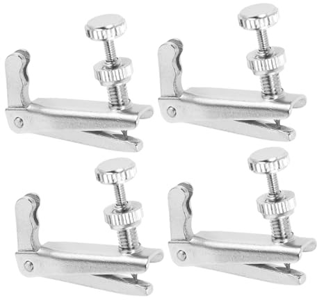Geigenfeinstimmer für 4/4 bis 3/4 Violine, Legierung Silber | Einfach zu Montieren, Präzise Abstimmung, Glatte Kanten, für Anfänger und Geigenliebhaber, 4 Stück