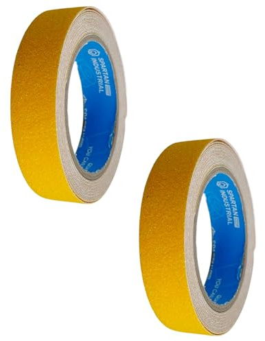 YSDINK 2-pack halkfri tejp, förstärkt säkerhet för trappor, inomhus, utomhus, 2,5 cm x 5 m, vattentät och stark, halkfri för hemsäkerhet (gul)